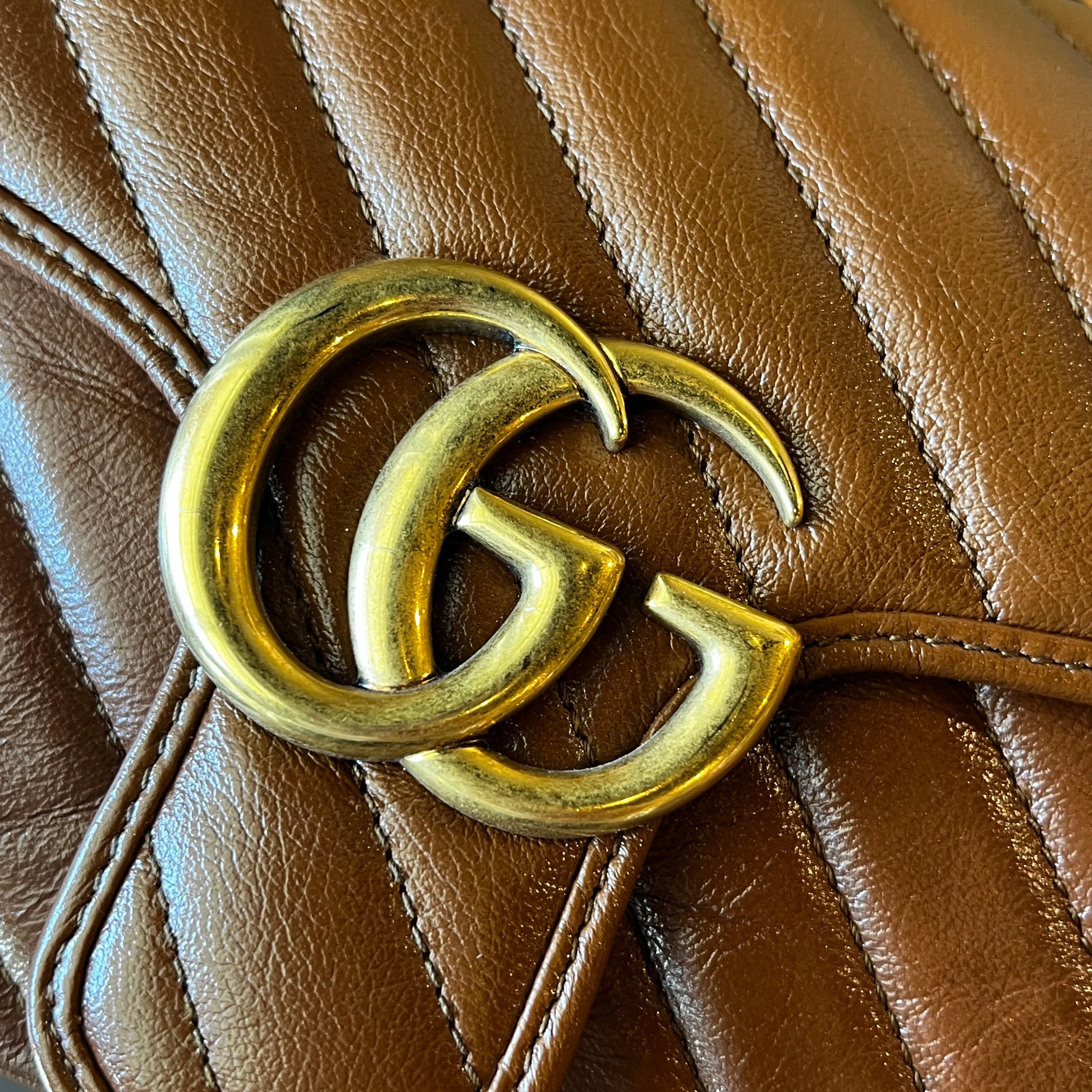 GUCCI Azalea Calfskin Matelasse Diagonal GG Marmont