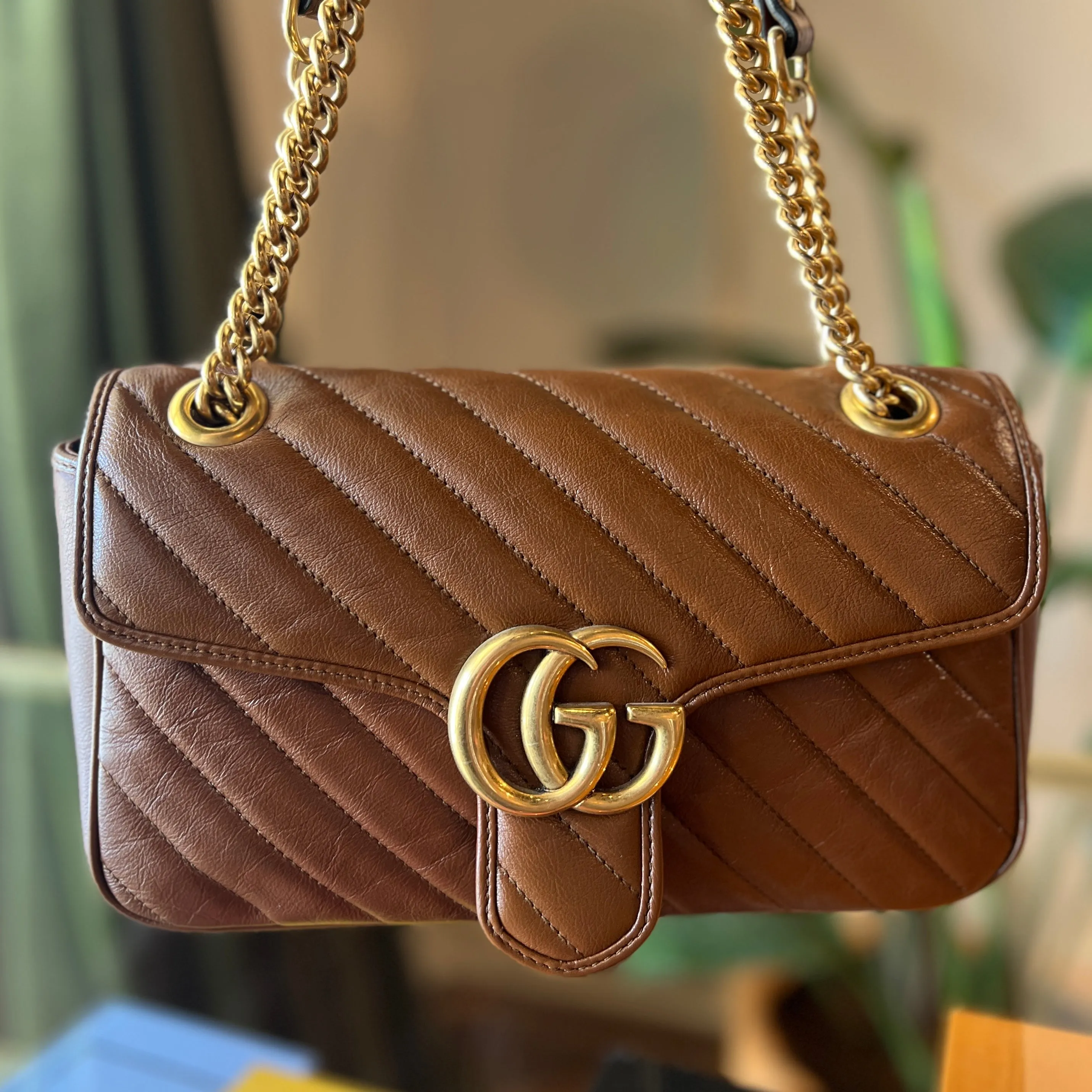 GUCCI Azalea Calfskin Matelasse Diagonal GG Marmont