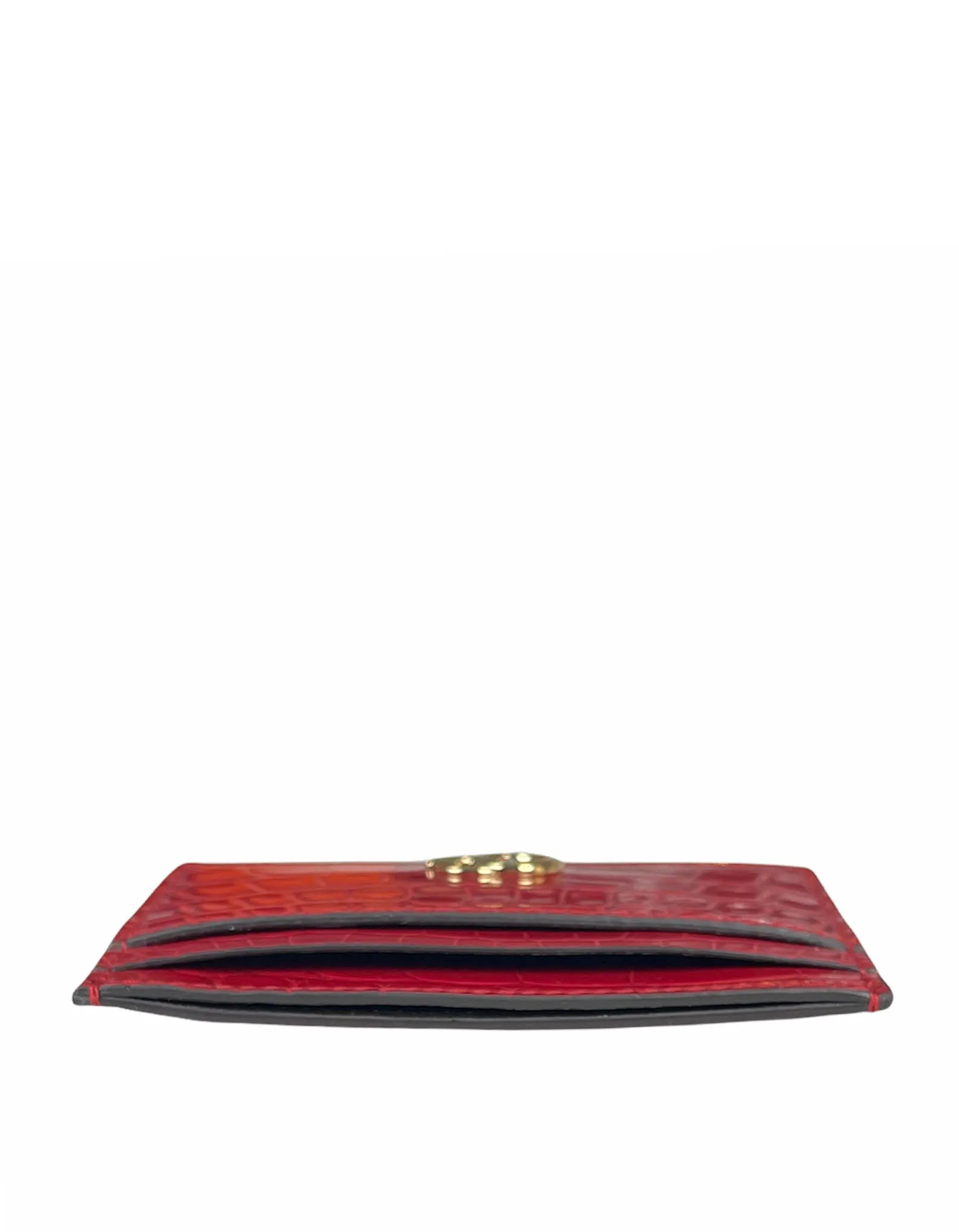 Gucci Red Alligator GG Marmont Card Case Wallet
