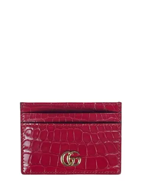 Gucci Red Alligator GG Marmont Card Case Wallet
