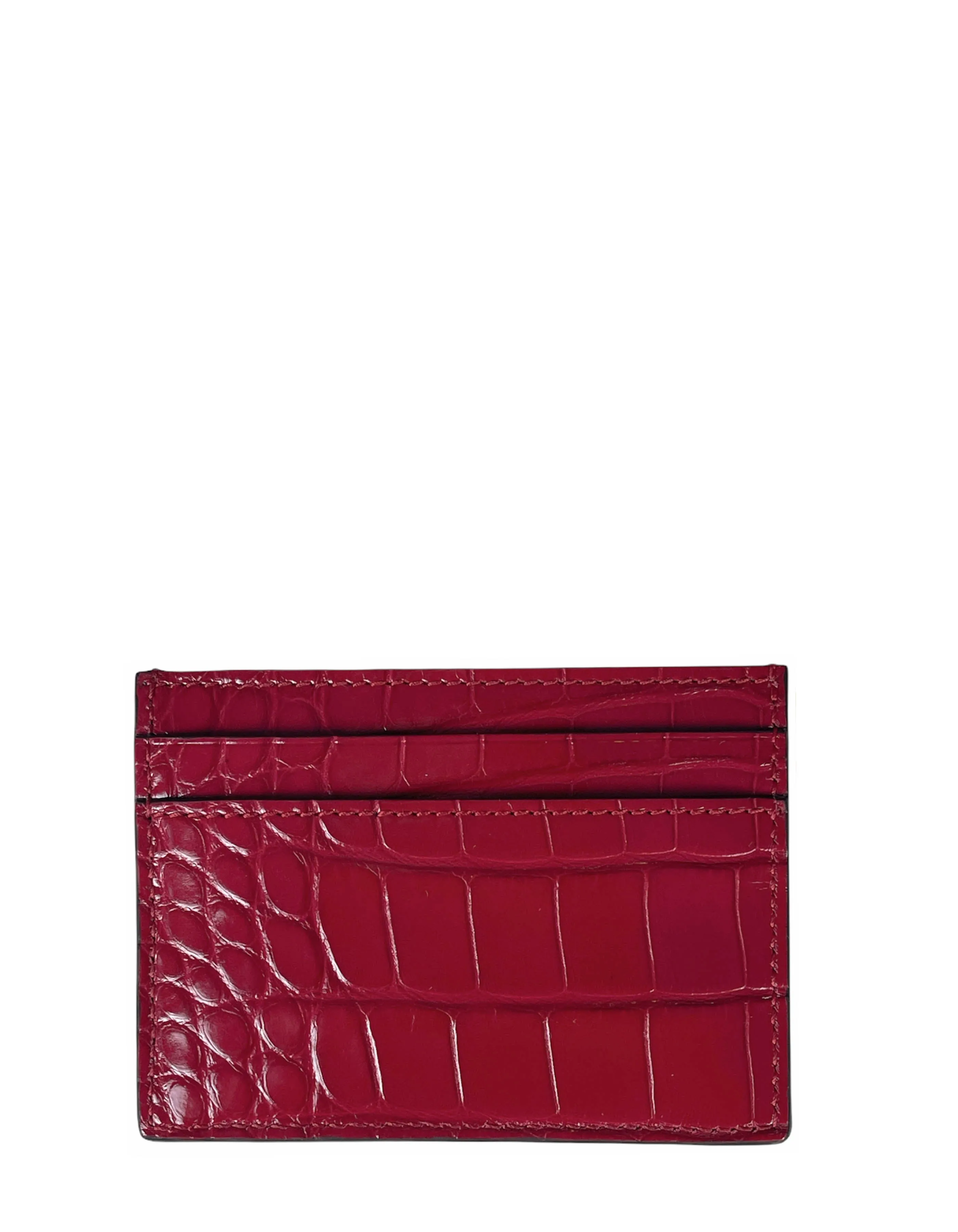 Gucci Red Alligator GG Marmont Card Case Wallet
