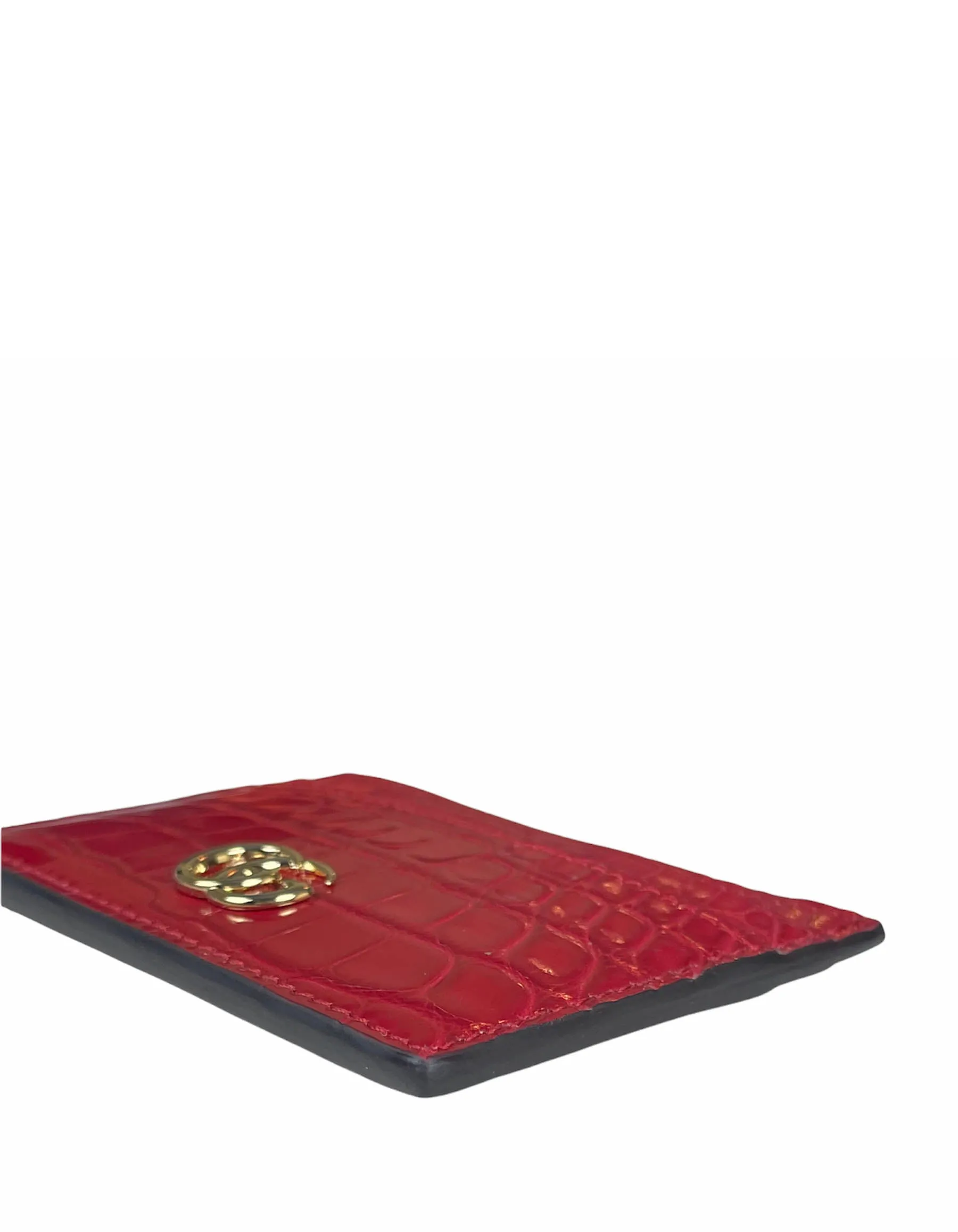 Gucci Red Alligator GG Marmont Card Case Wallet