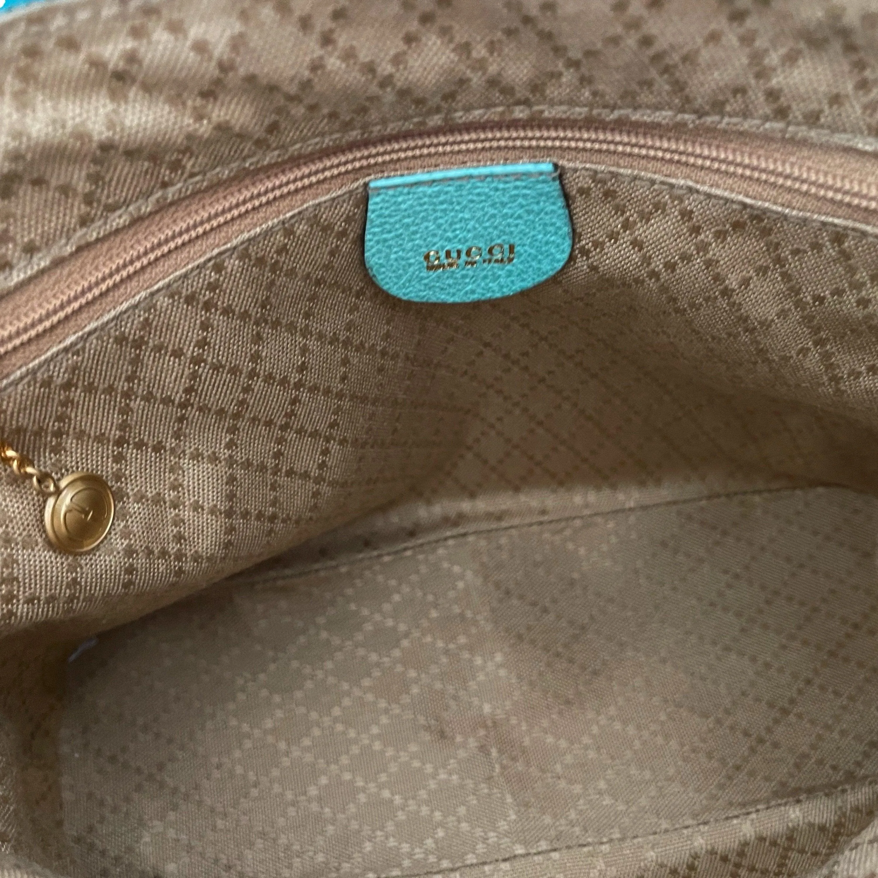 Gucci Turquoise Suede Two Way Bag