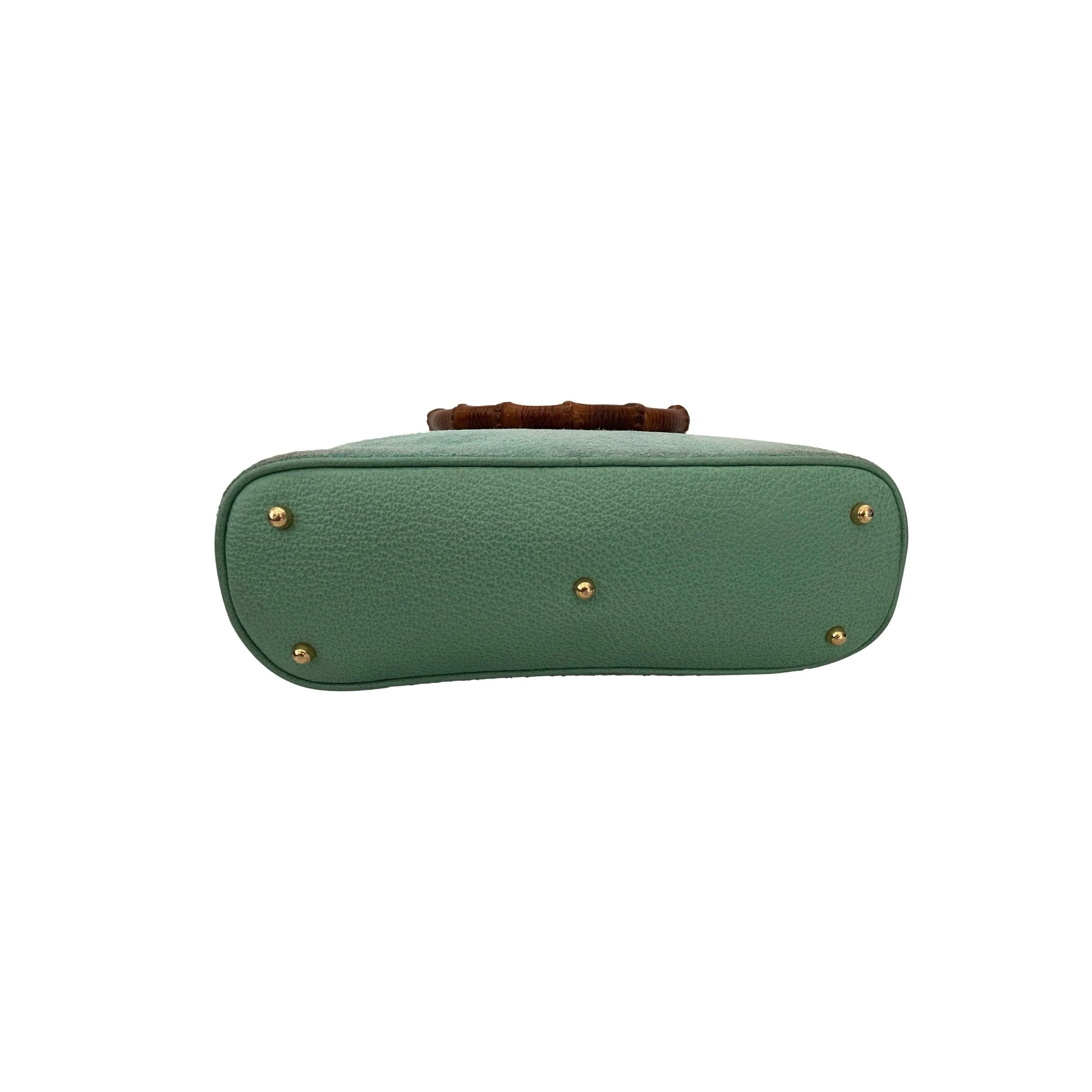 Gucci Turquoise Suede Two Way Bag
