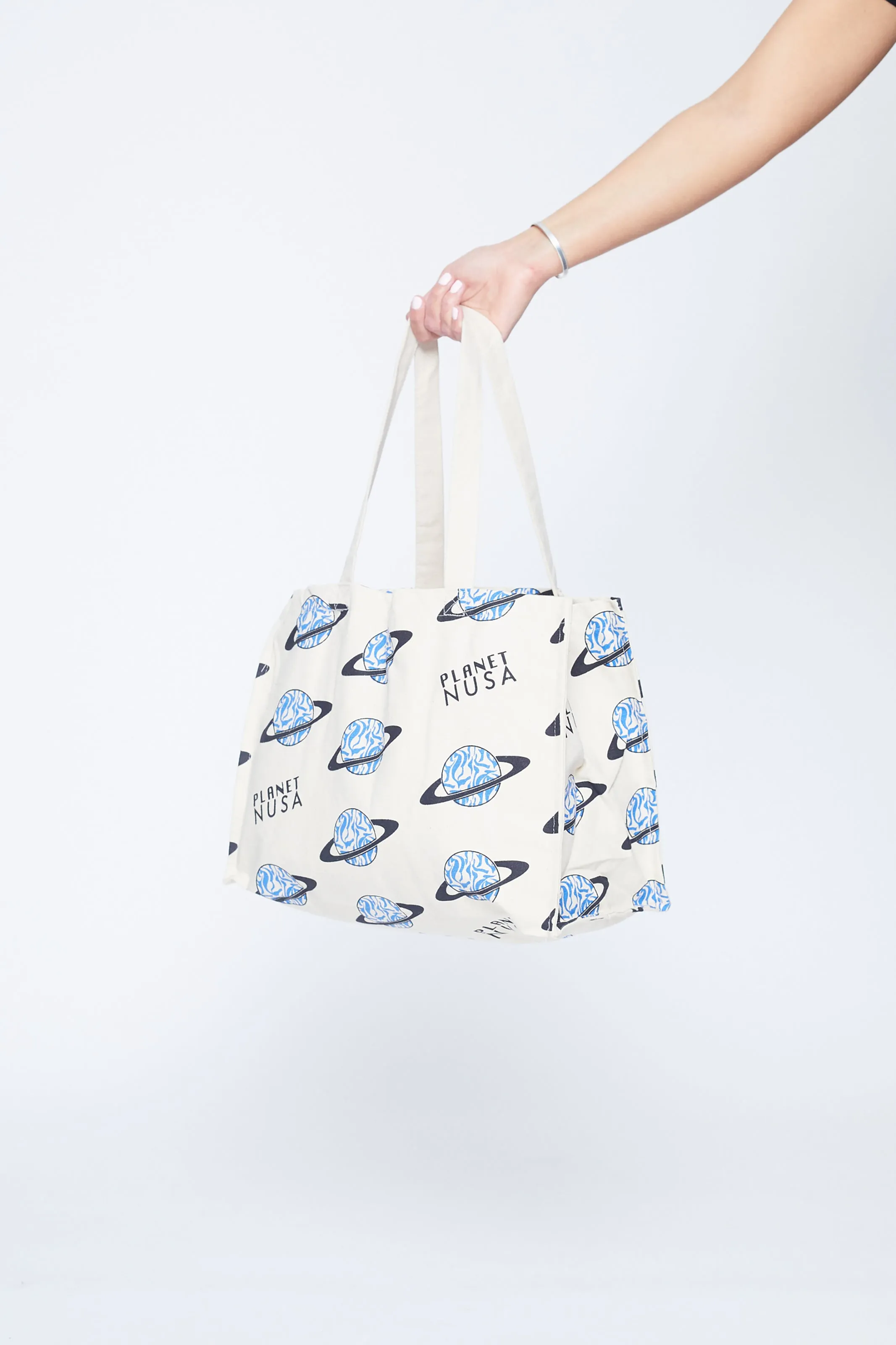GYM BAG BLUE SWIRLY PLANETS