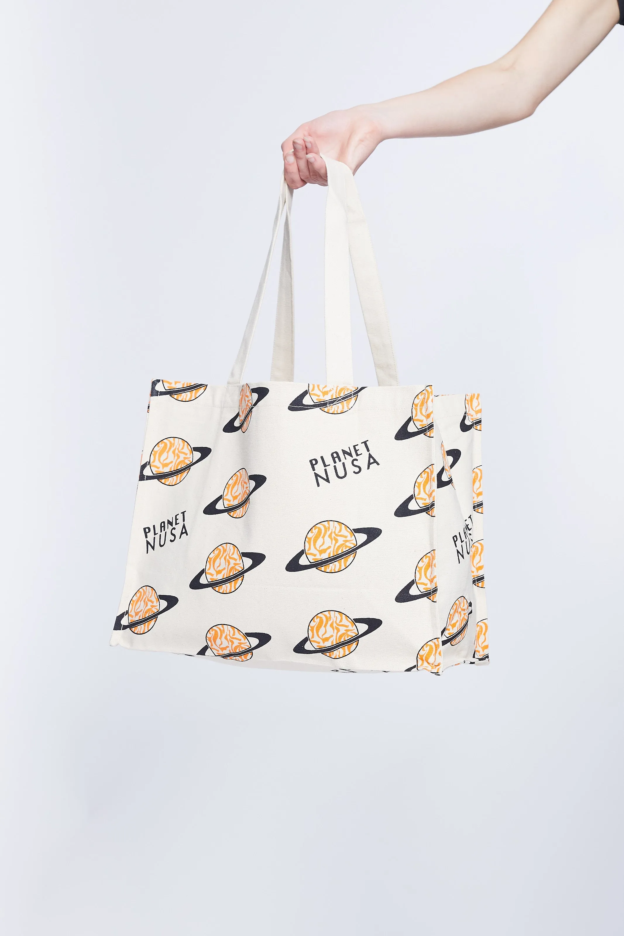 GYM BAG ORANGE SWIRLY PLANETS
