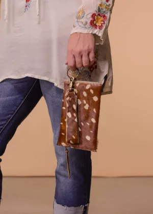 Hair On Hide Envelope Clutch With Wristlet