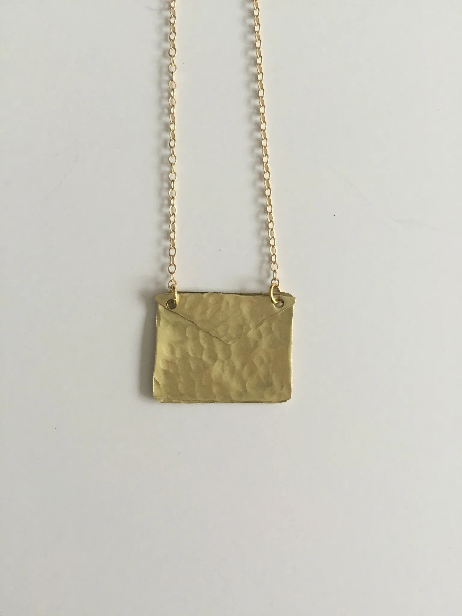 Hammered Gold Envelope Love Letter Necklace