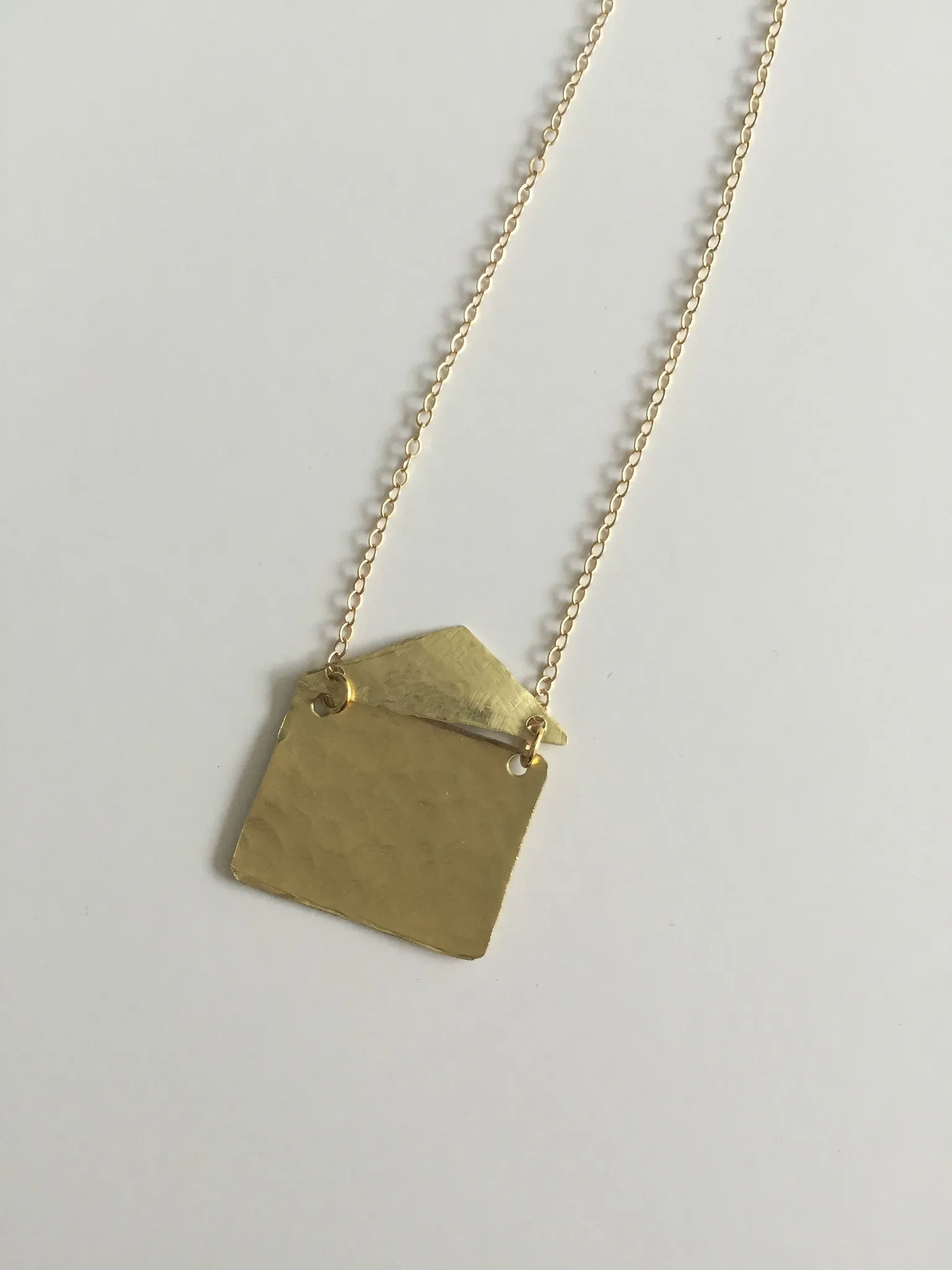 Hammered Gold Envelope Love Letter Necklace