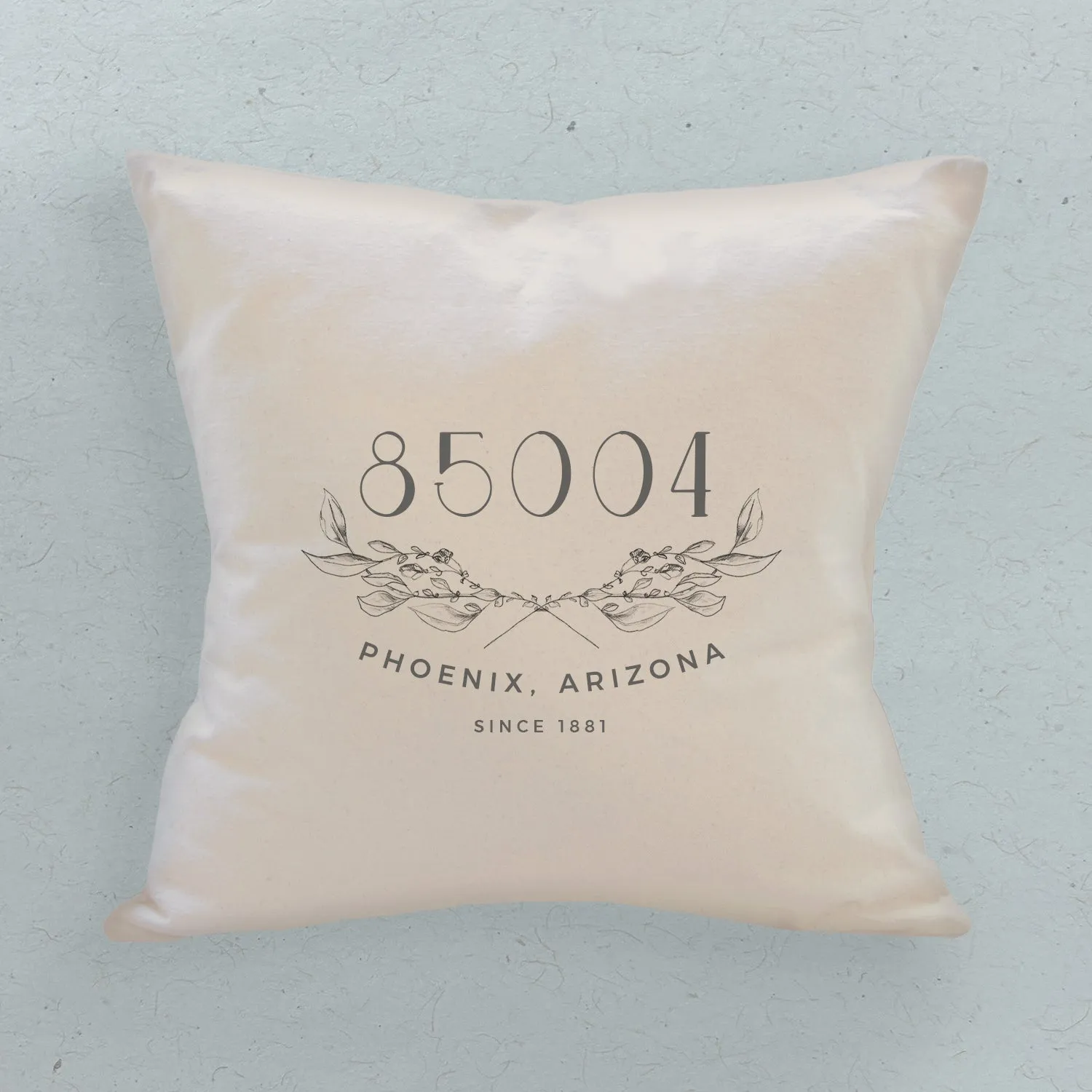 Hand Drawn Branches City State Zip Estd - Square Canvas Pillow