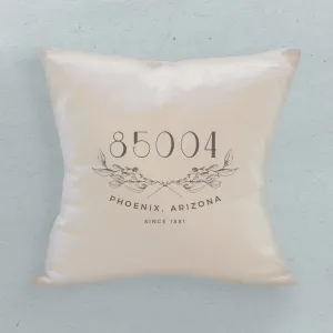 Hand Drawn Branches City State Zip Estd - Square Canvas Pillow