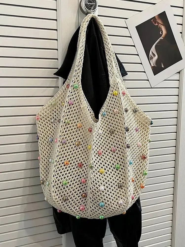 Handmade Beaded Crochet Tote Bag