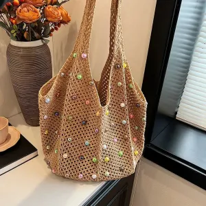 Handmade Beaded Crochet Tote Bag