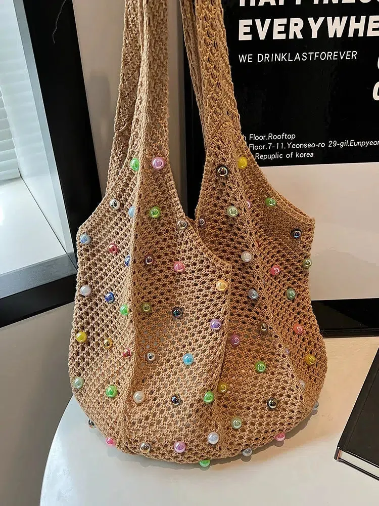 Handmade Beaded Crochet Tote Bag