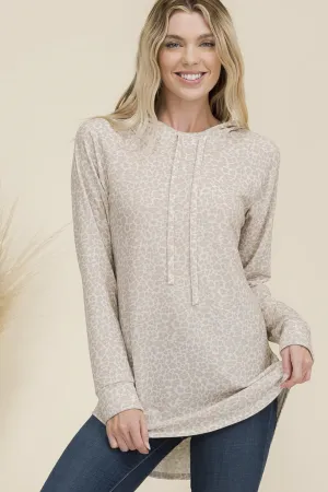 HC - Leopard Print Mock Neck Hoodie (two colors available) - FINAL SALE
