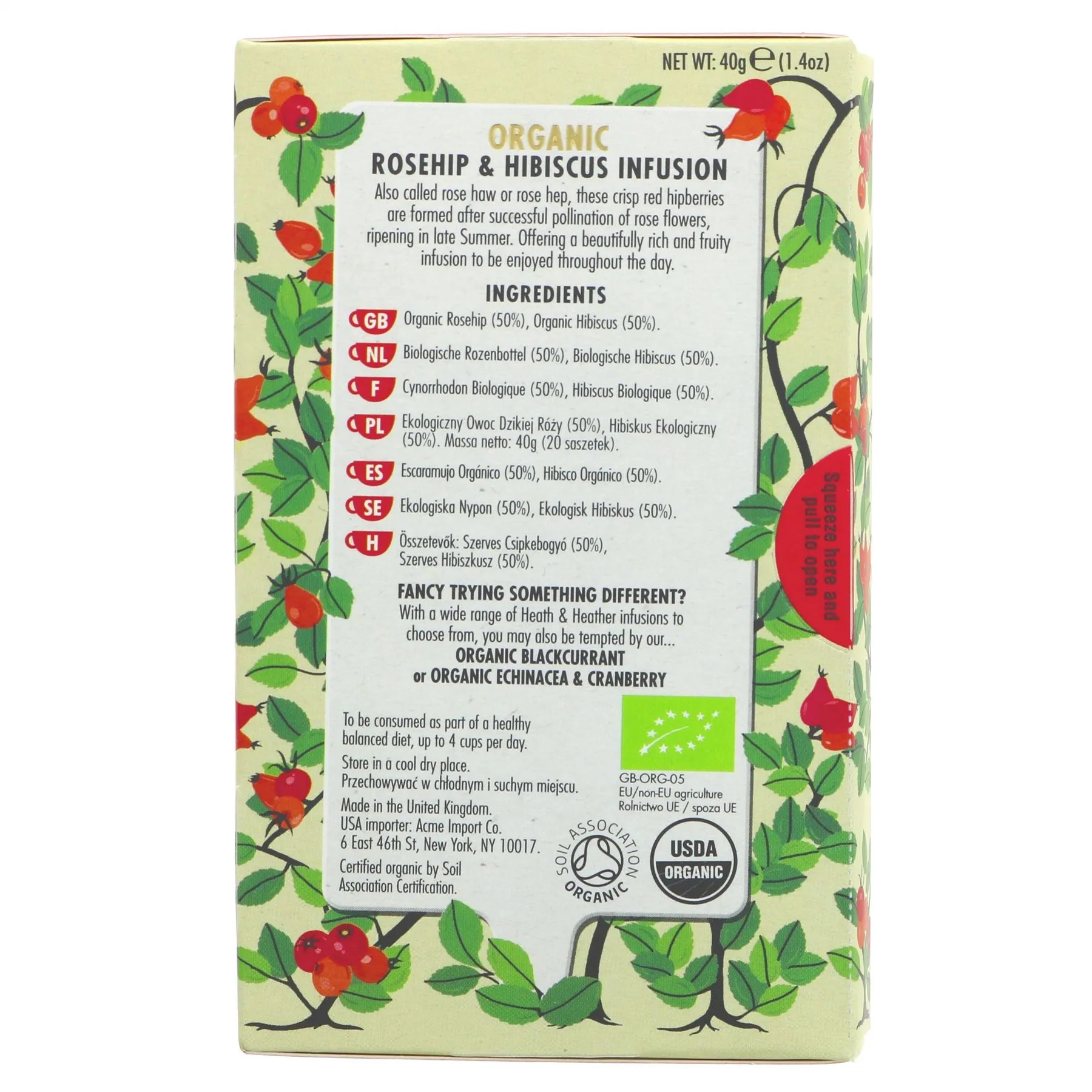Heath And Heather | Wild Rosehip - string, tag and envelope | 20 bags