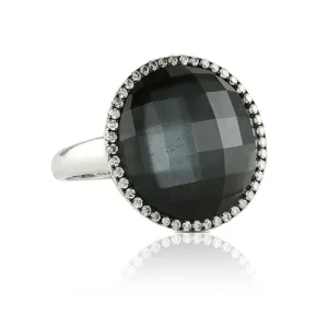 Hematite and Diamond Cocktail Ring