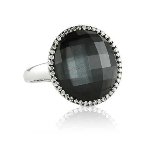 Hematite and Diamond Cocktail Ring
