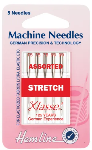 Hemline Sewing Machine Needles Stretch Mixed Sizes -75/11 & 90/14
