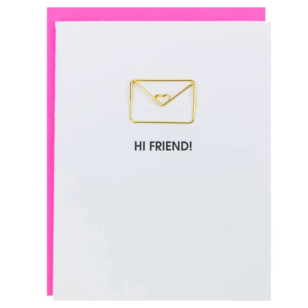 Hi Friend Envelope Paper Clip Card