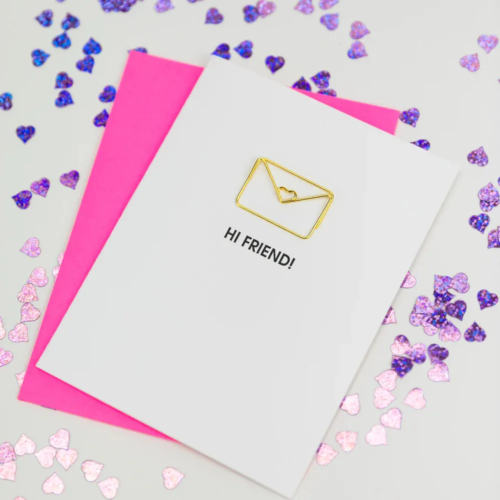 Hi Friend Envelope Paper Clip Card