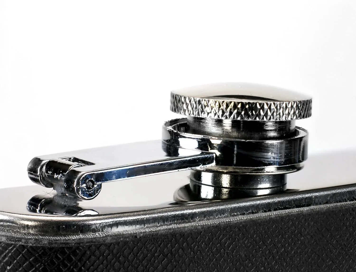 Hip Flask in Stainless Steel & Faux Leather with Built-in Collapsible 2 oz Cup -  8oz