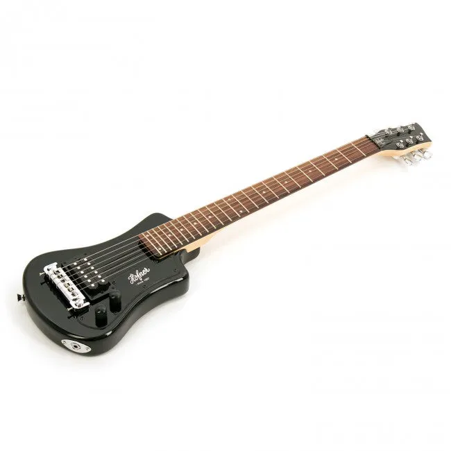 Hofner HOF-HCT-SH-BK-O Shorty Electric Travel Guitar - Black - with Gig Bag