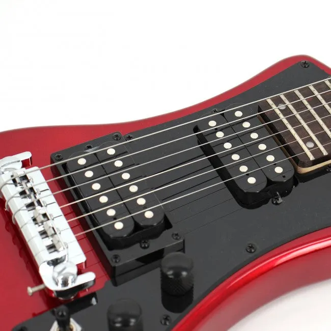 Hofner HOF-HCT-SH-DLX- R-O Deluxe Shorty Electric Travel Guitar - Red - with Gig Bag