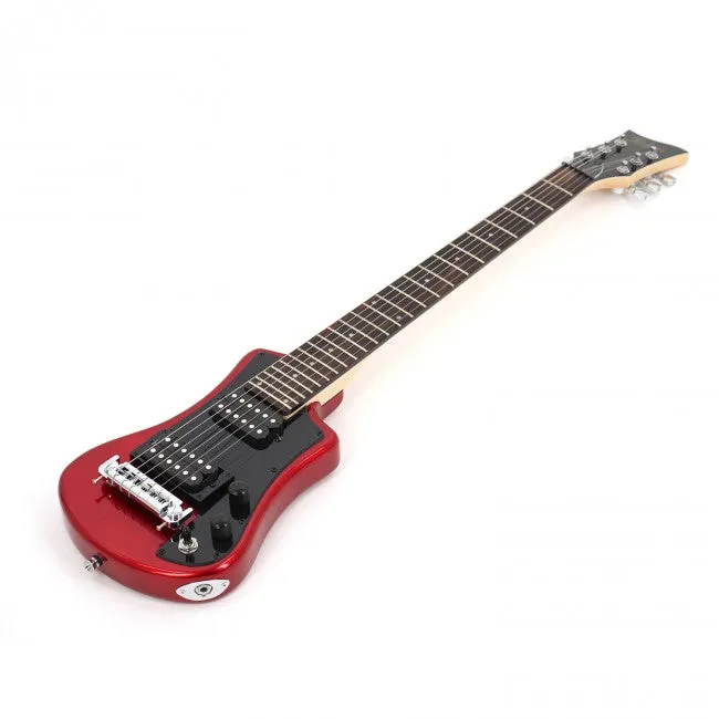 Hofner HOF-HCT-SH-DLX- R-O Deluxe Shorty Electric Travel Guitar - Red - with Gig Bag