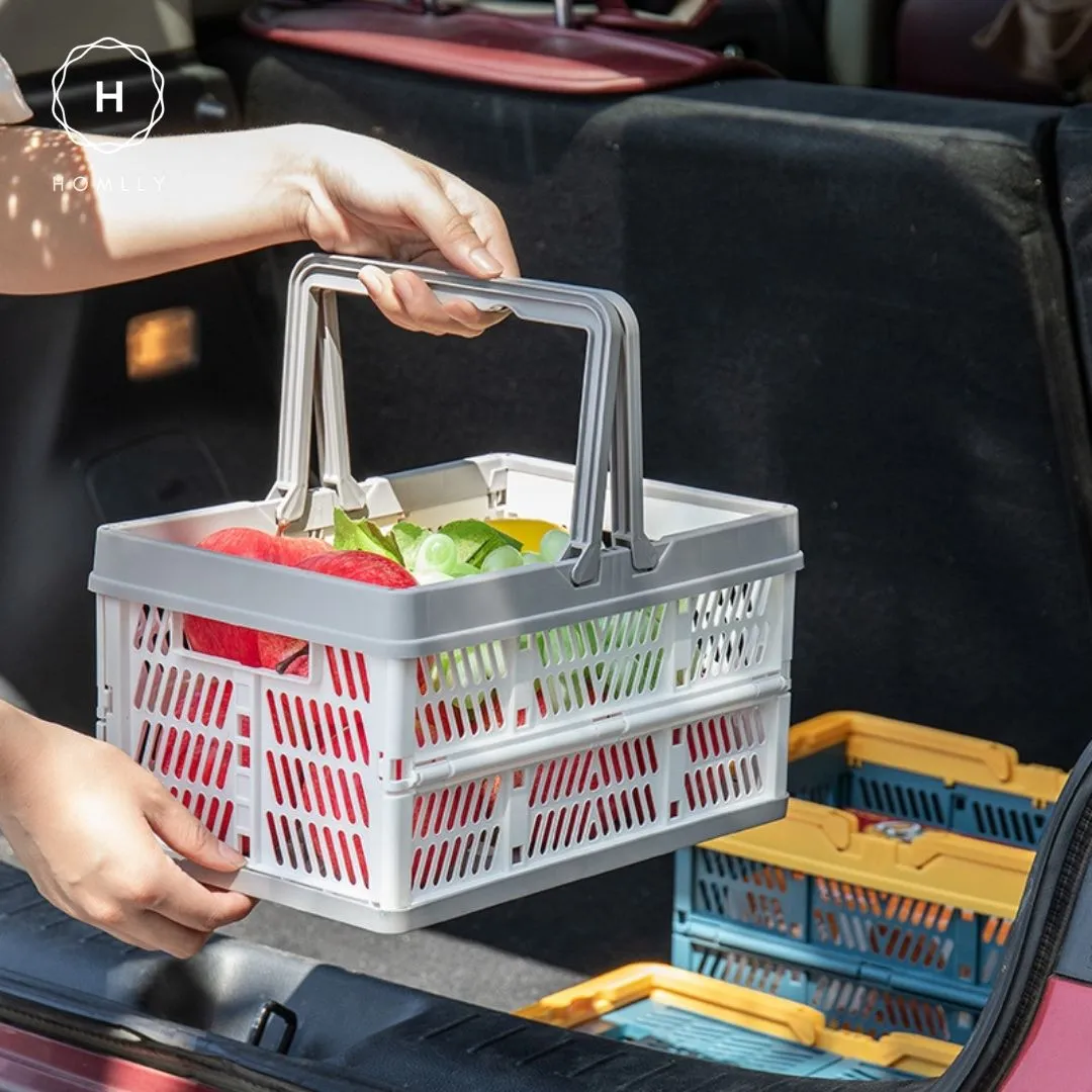 Homlly Collapsible Stackable Storage Crates Basket with Handle