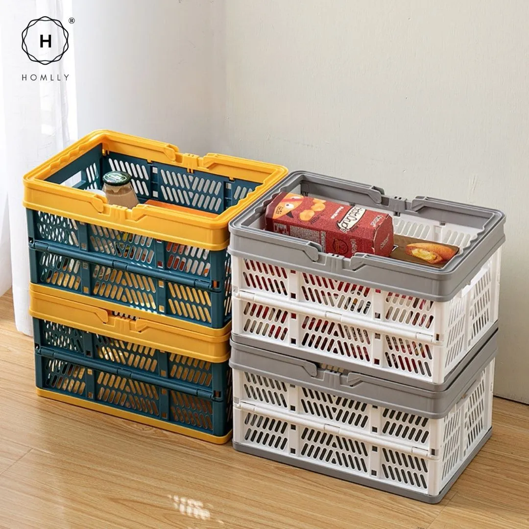 Homlly Collapsible Stackable Storage Crates Basket with Handle