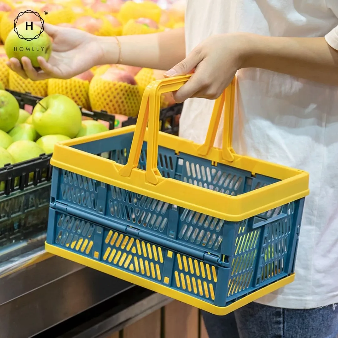Homlly Collapsible Stackable Storage Crates Basket with Handle