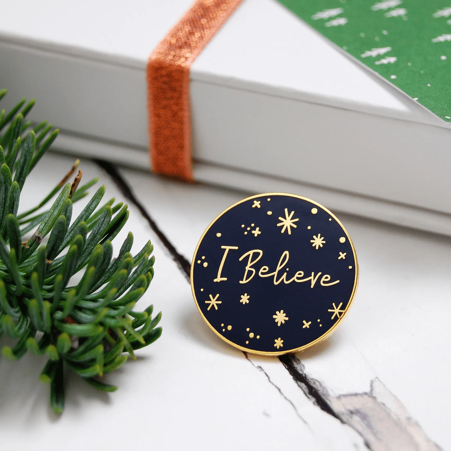 I Believe Enamel Pin Christmas Card