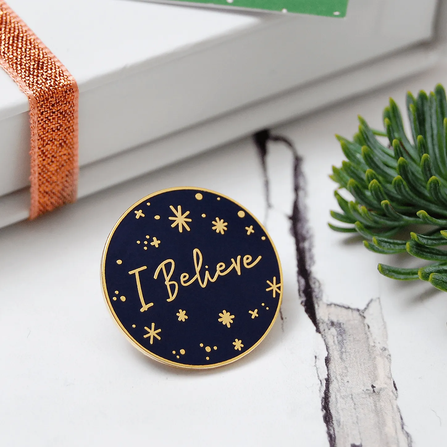 I Believe Enamel Pin Christmas Card