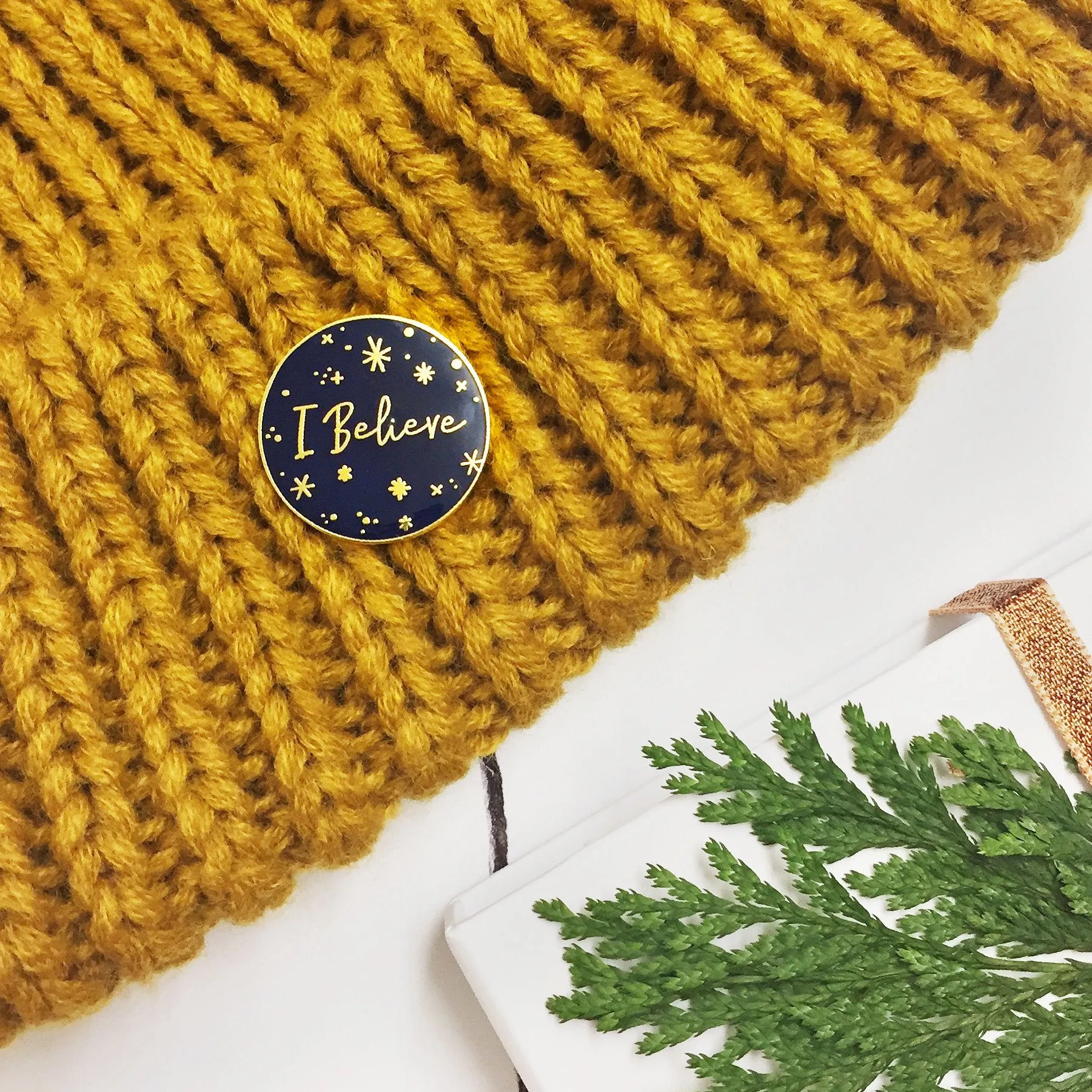 I Believe Enamel Pin Christmas Card