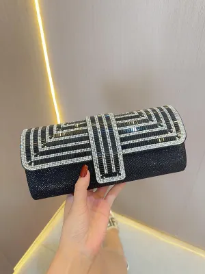 Inlay Stone Open Cover Clutch Bag MNBF019