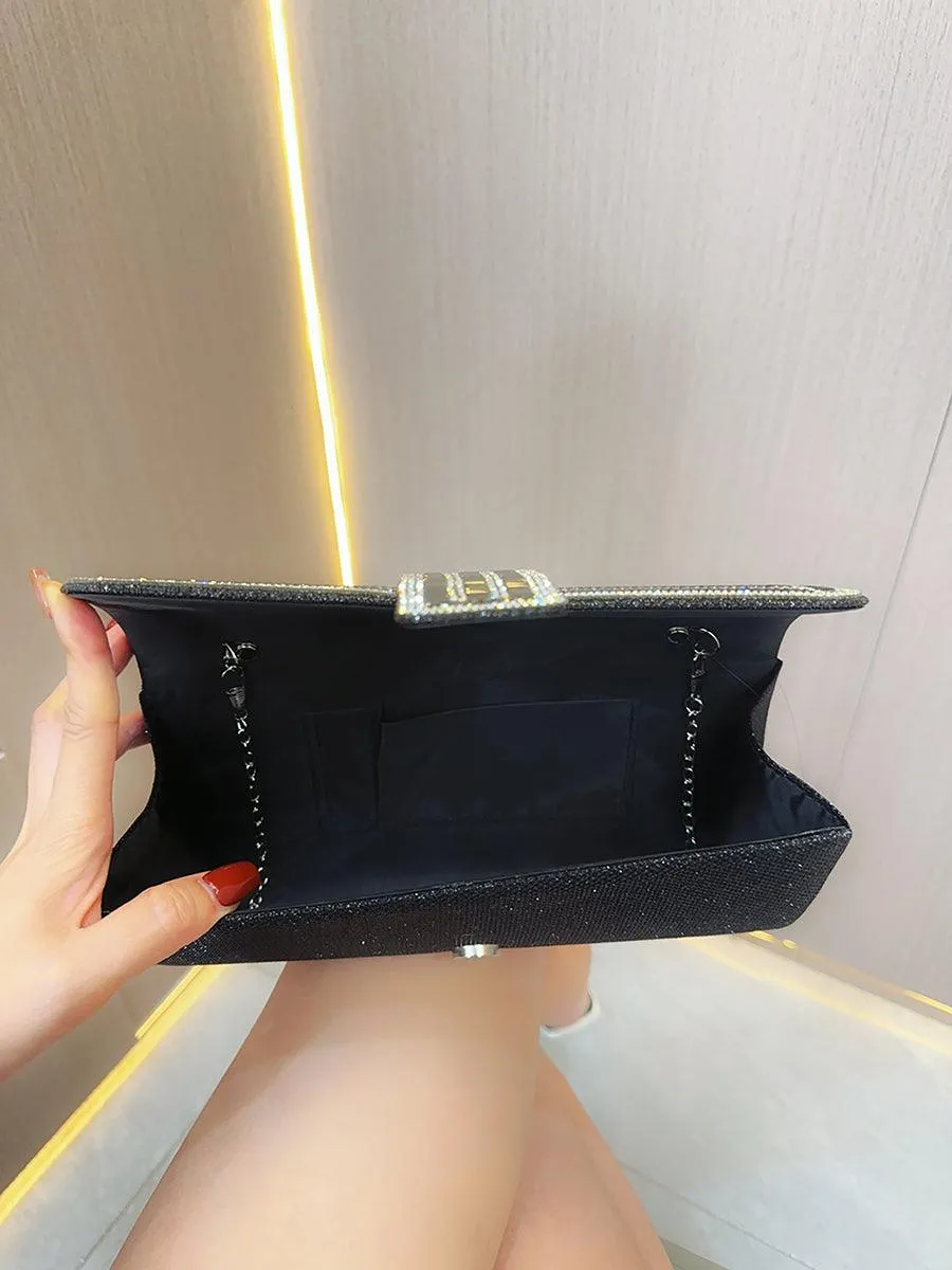Inlay Stone Open Cover Clutch Bag MNBF019