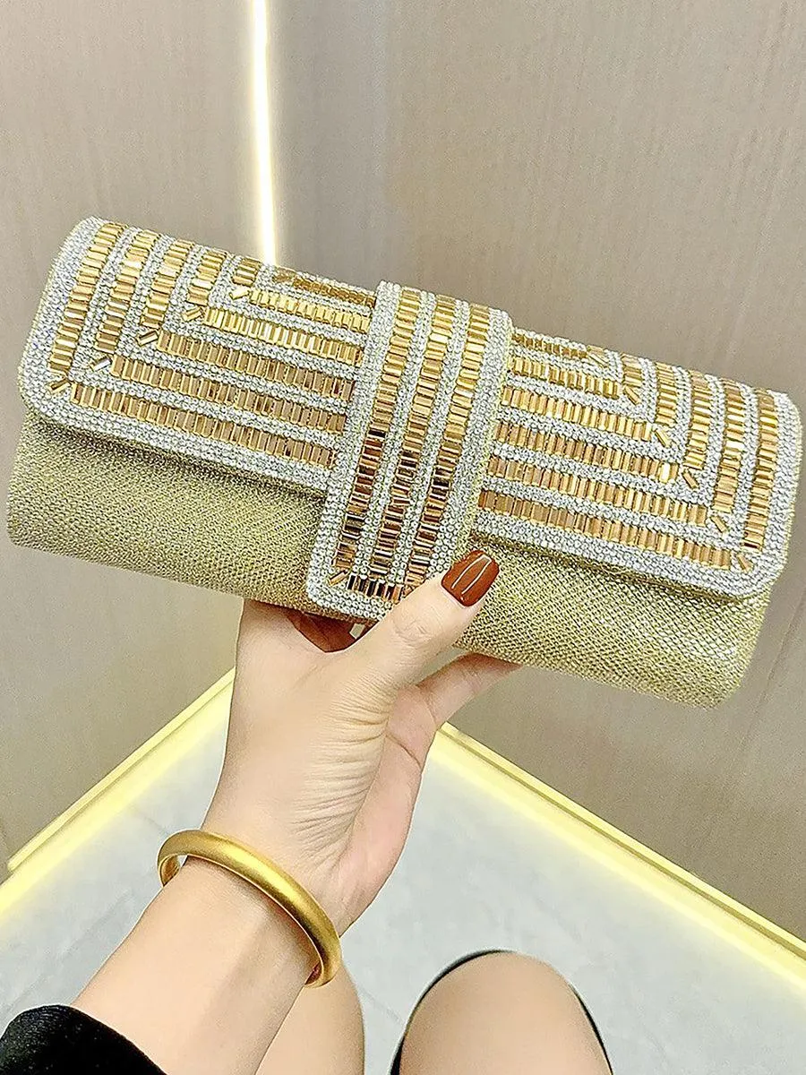 Inlay Stone Open Cover Clutch Bag MNBF019