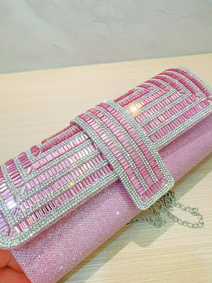 Inlay Stone Open Cover Clutch Bag MNBF019