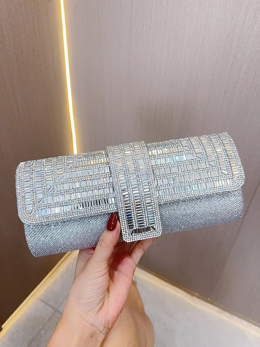 Inlay Stone Open Cover Clutch Bag MNBF019