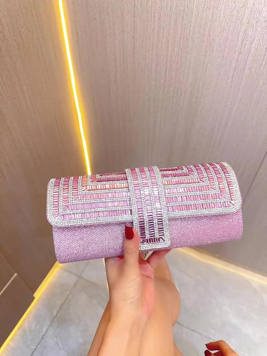 Inlay Stone Open Cover Clutch Bag MNBF019