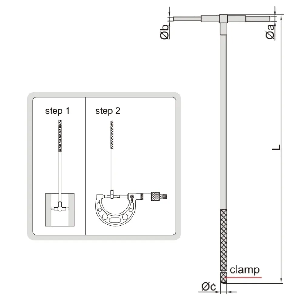 Insize Long Handle Telescopic Gauge 12.7-19mm Range Series 4209-2