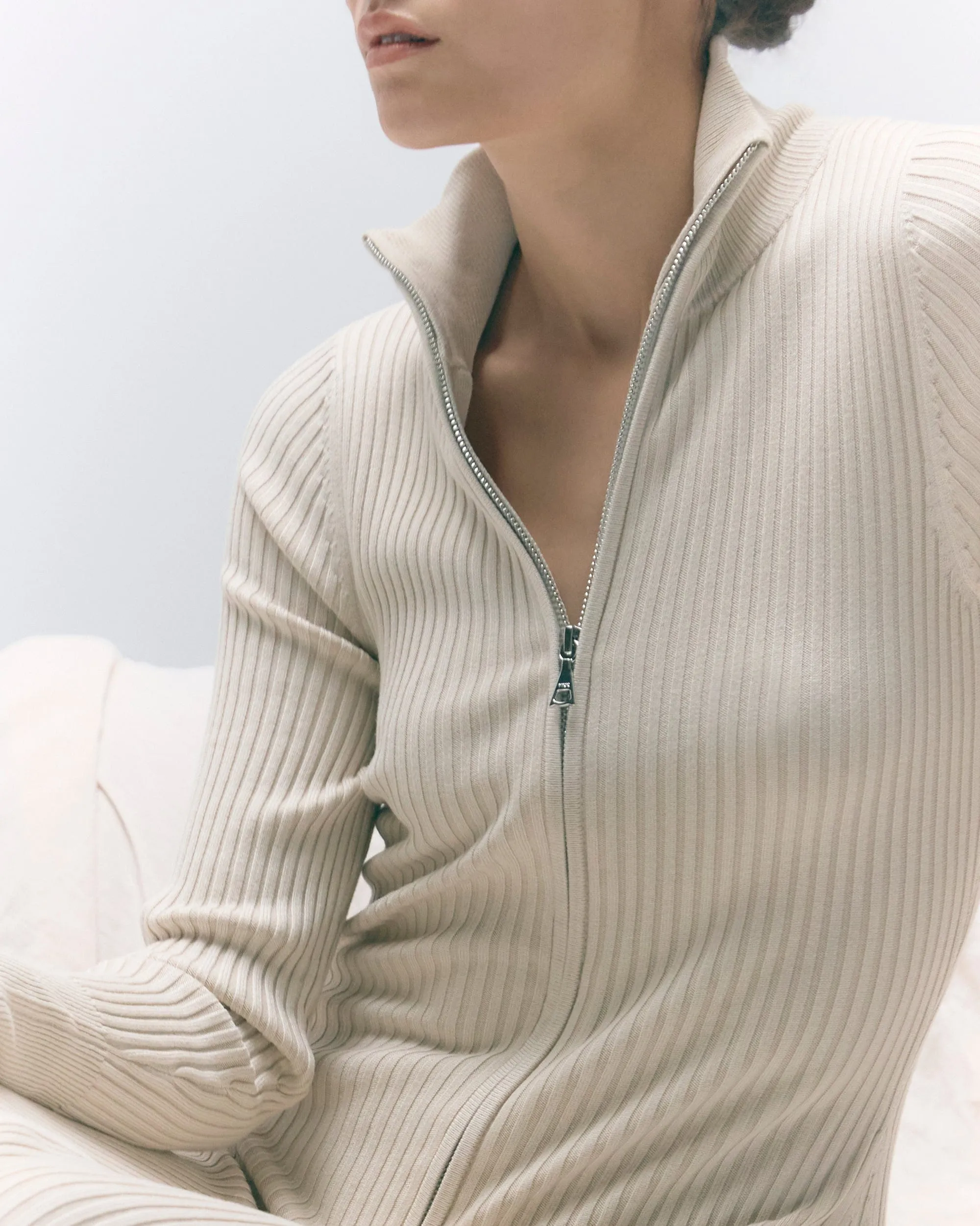 Janne Ribbed Two-Way Zip Sweater Dress