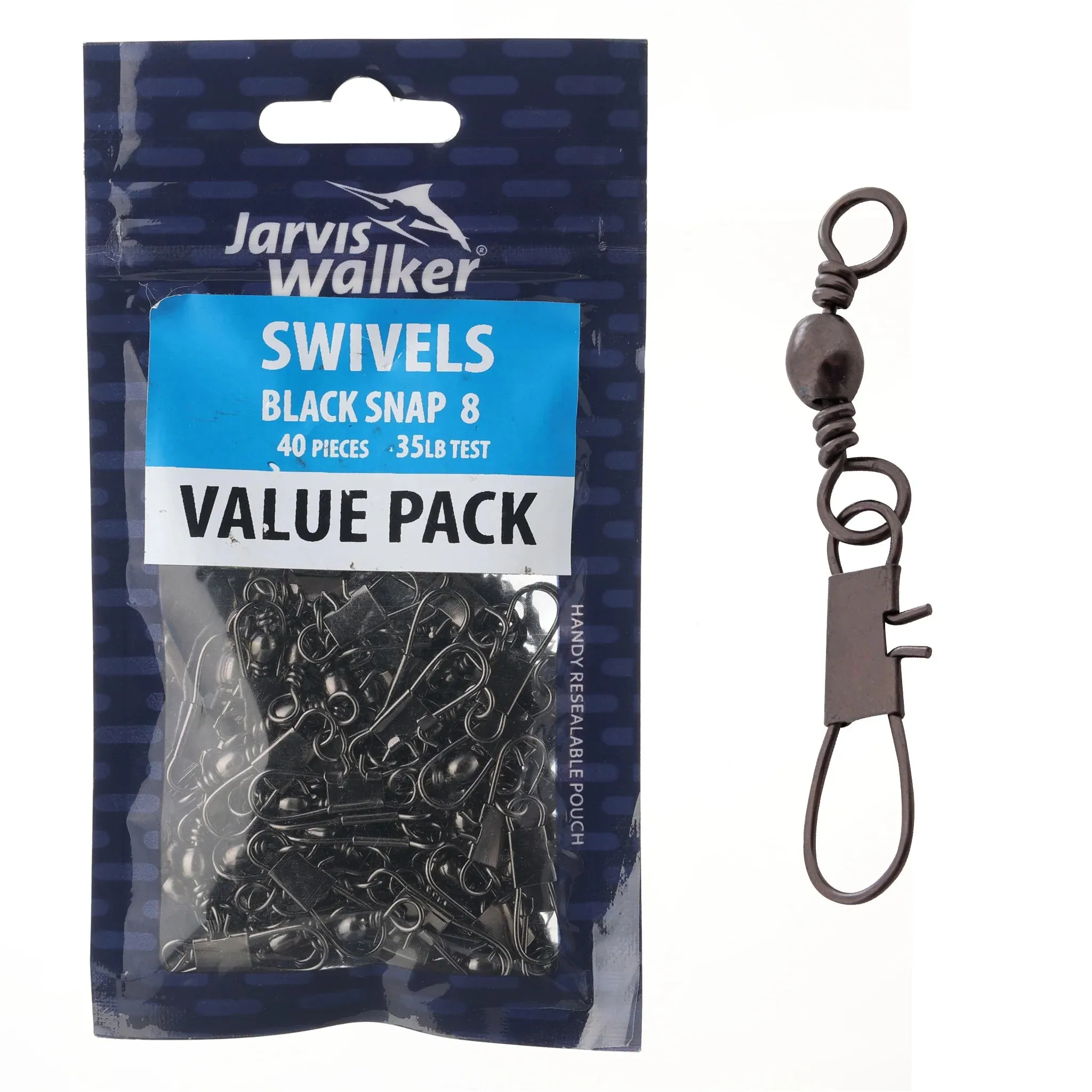 Jarvis Walker Black Snap Swivels Value Pack