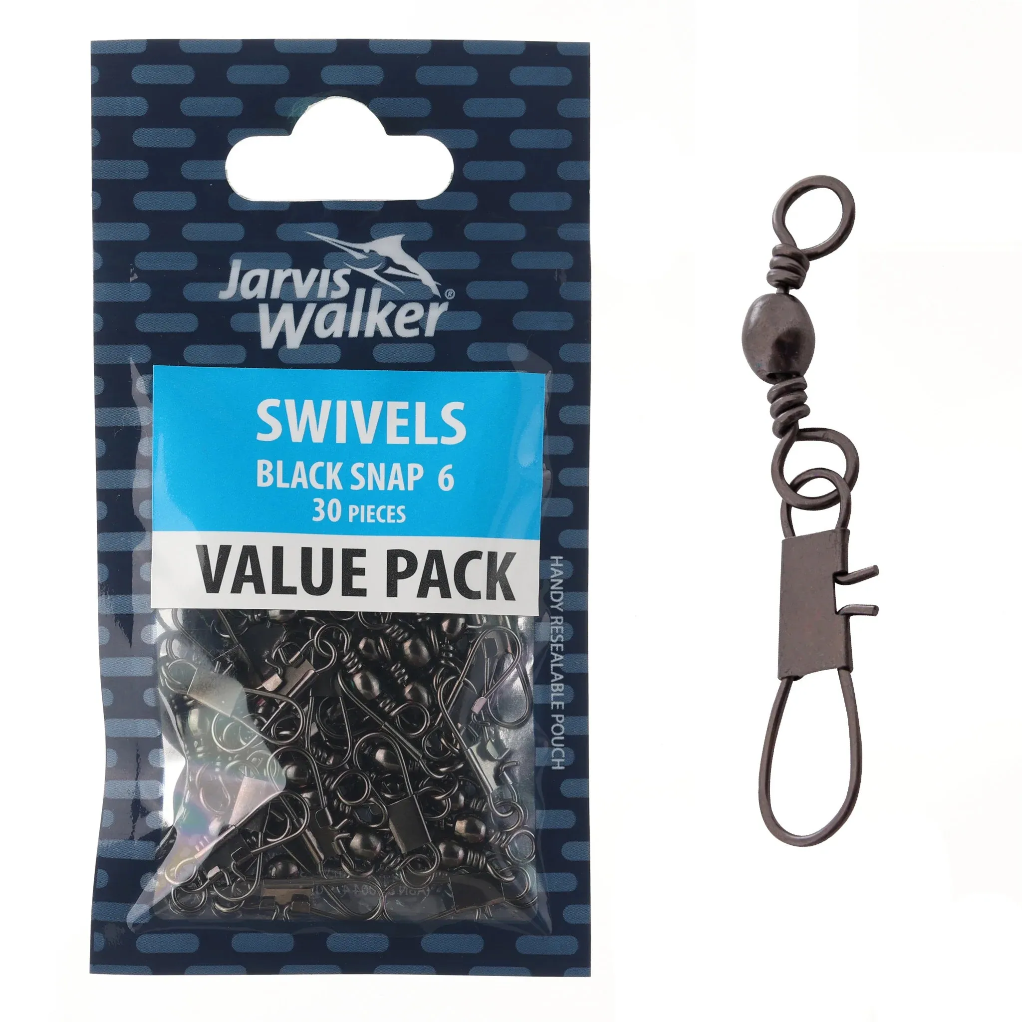 Jarvis Walker Black Snap Swivels Value Pack