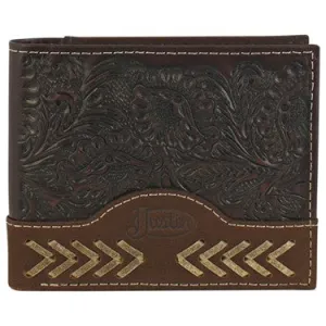 Justin Rawhide and Floral Tooled Bifold Wallet