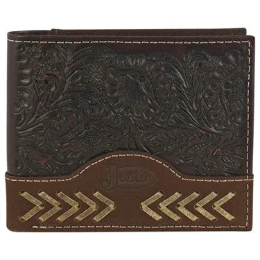Justin Rawhide and Floral Tooled Bifold Wallet