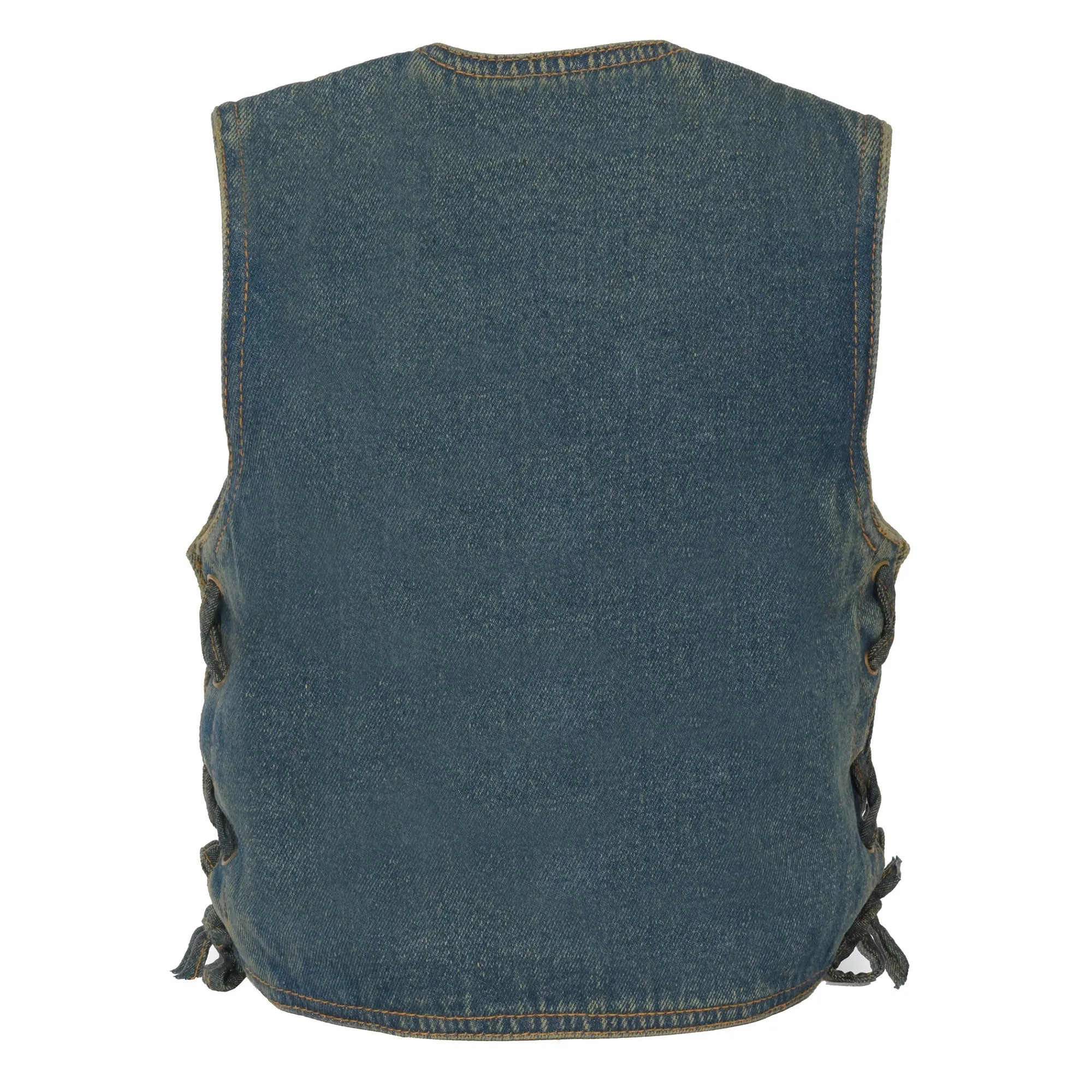 Kids Basic Denim Side Lace Four Snap Vest