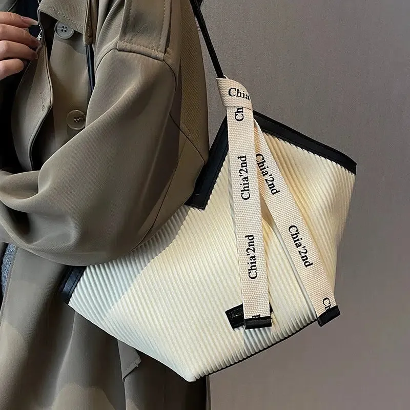 Knotted Embellished Pleated Tote Bag