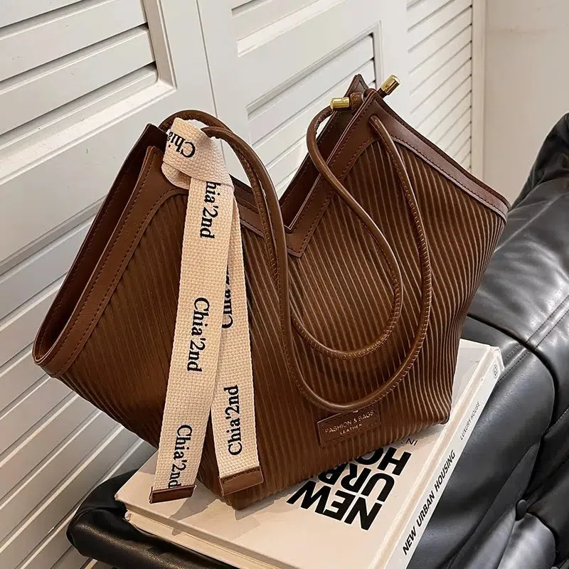 Knotted Embellished Pleated Tote Bag